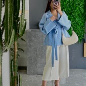 کت ابی پاستلی کمربندی کد 307